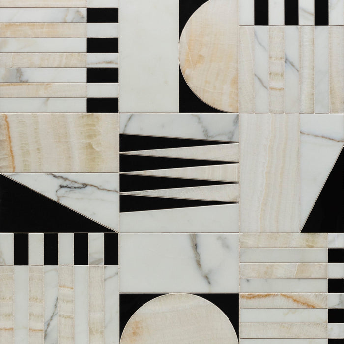 Alison Rose Euclid Large Onyx Mixed Finish Waterjet WJ Mosaic Β©