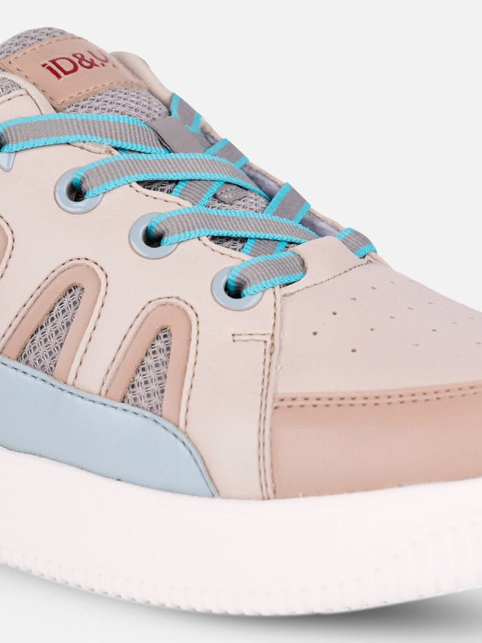 Women's Cream/Blue Platform Sneaker (IU1007)