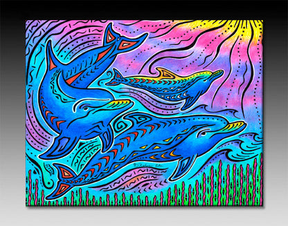 3 Dolphins Ceramic Tile