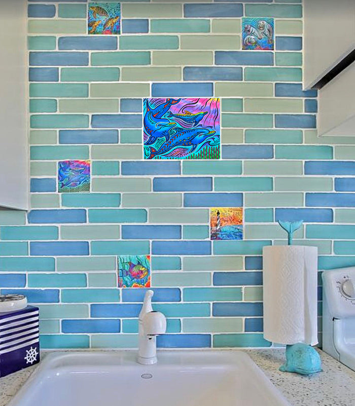 3 Dolphins Ceramic Tile