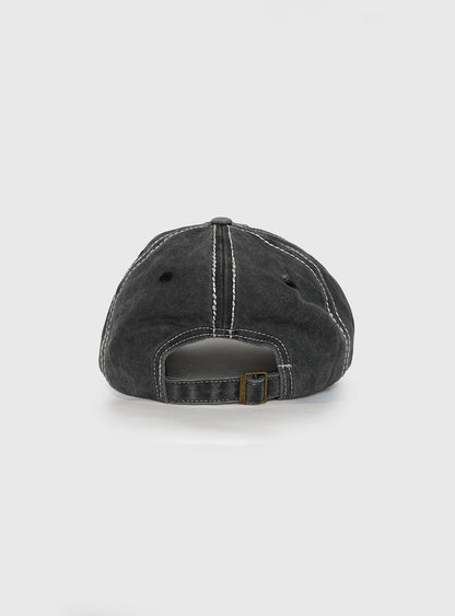 Back To Back Distressed Cap Black