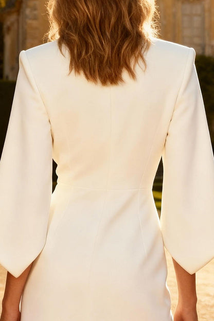 White Peak Lapel Short Blazer Wedding Dress