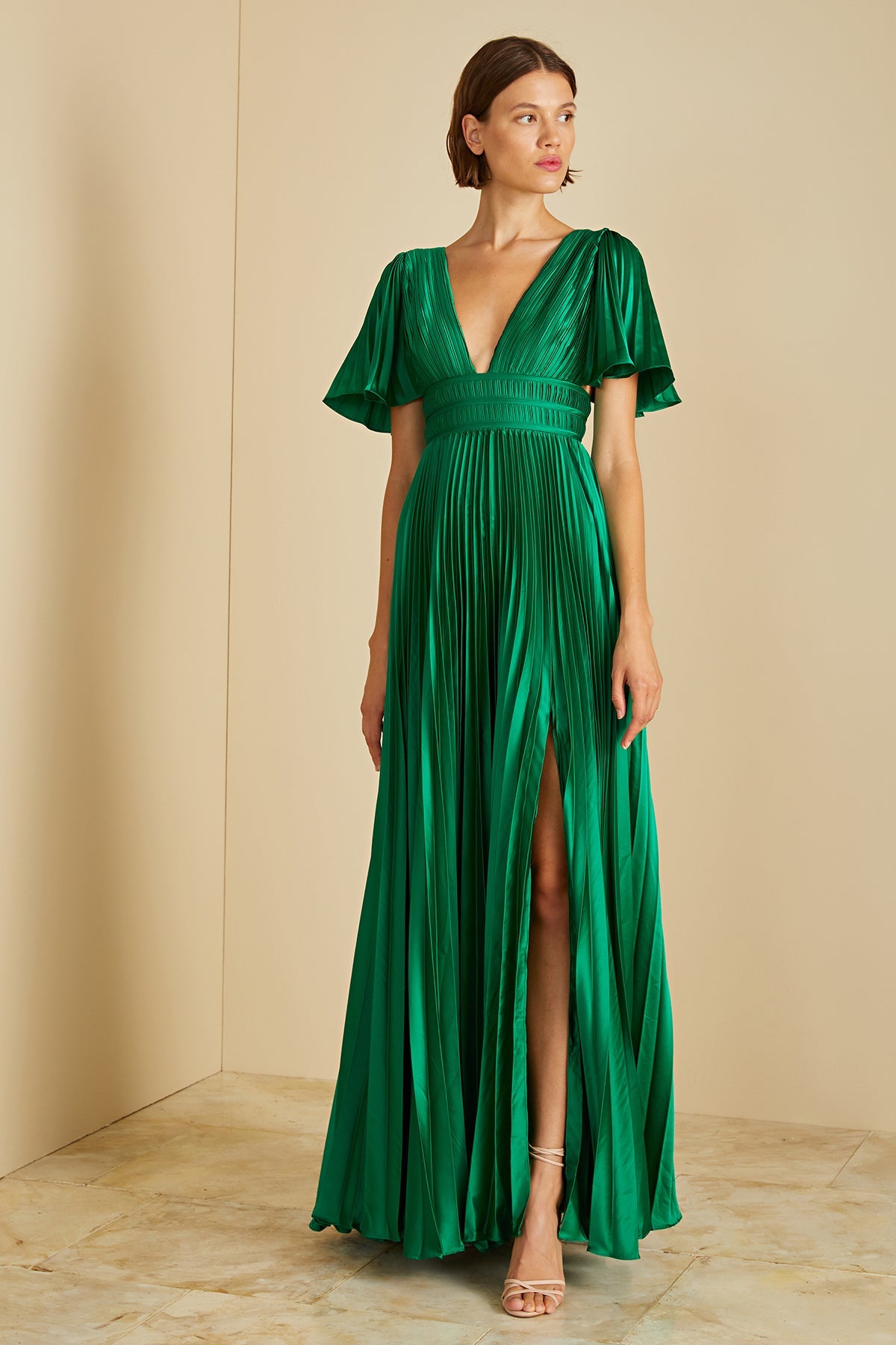 Jupiter Pleated Sleeve Gown