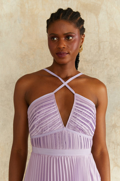 Nori Plunge Halter Gown