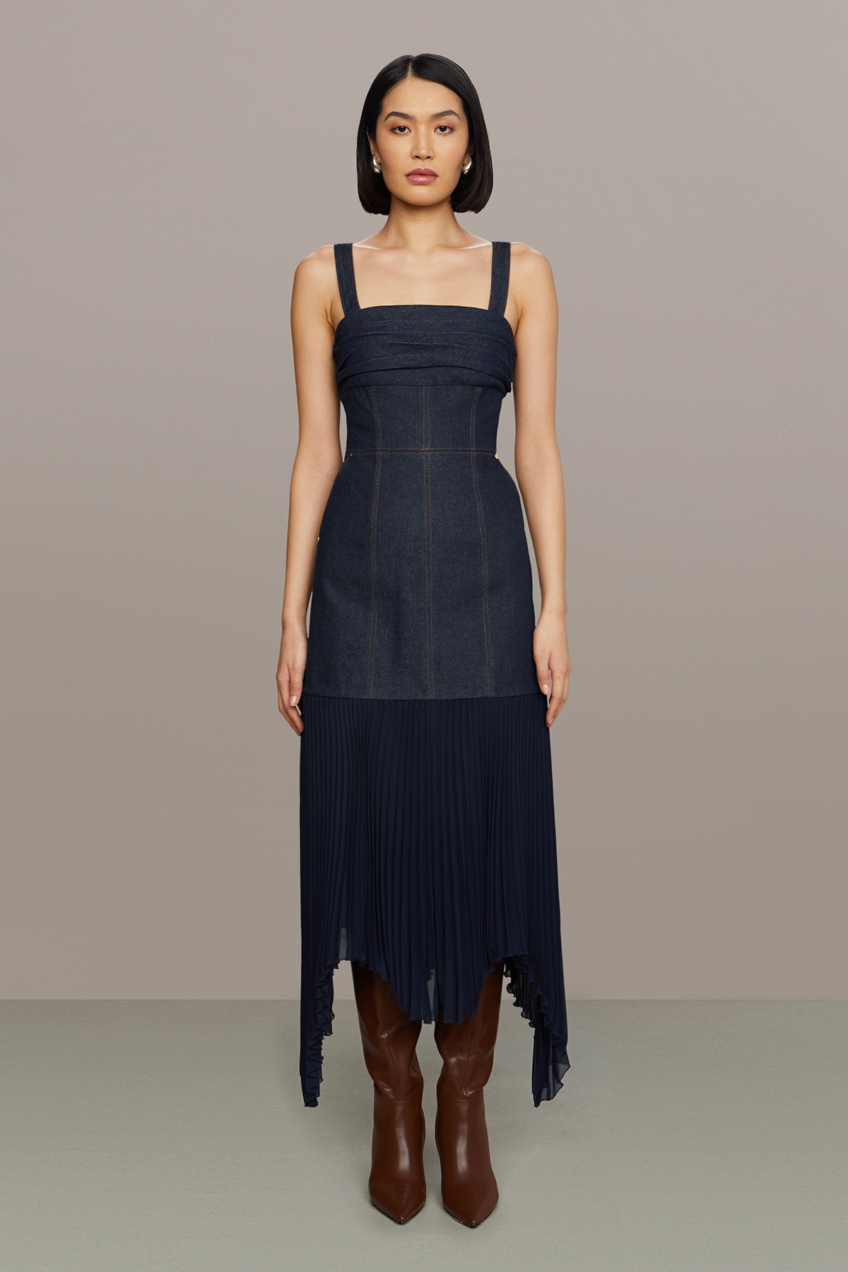 Jac Denim Combo Midi Dress