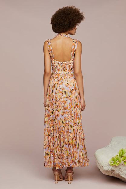 Neve Pleated Chiffon Dress