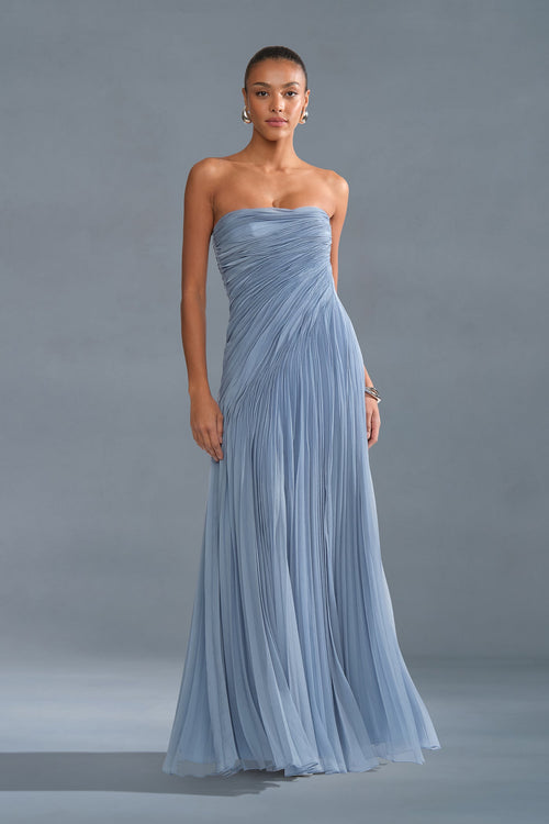 Elea Asymmetrical Pleated Gown