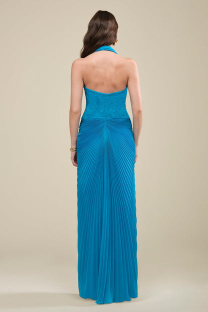 Enly Pleated Ruched Gown