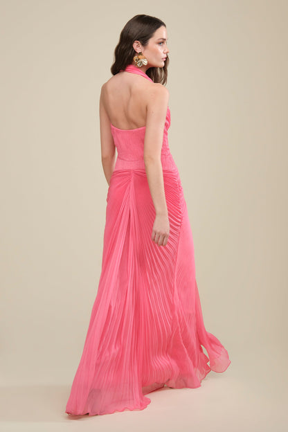 Enly Pleated Ruched Gown