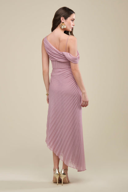 Joelle Pleated Draped Gown