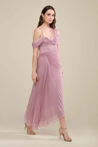 Joelle Pleated Draped Gown
