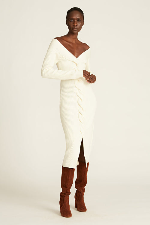 Trianna Off Shoulder Wool Dress