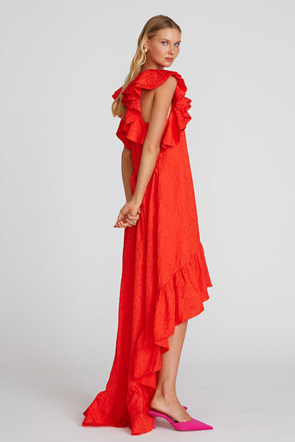 Dorota High Neck Ruffle Gown