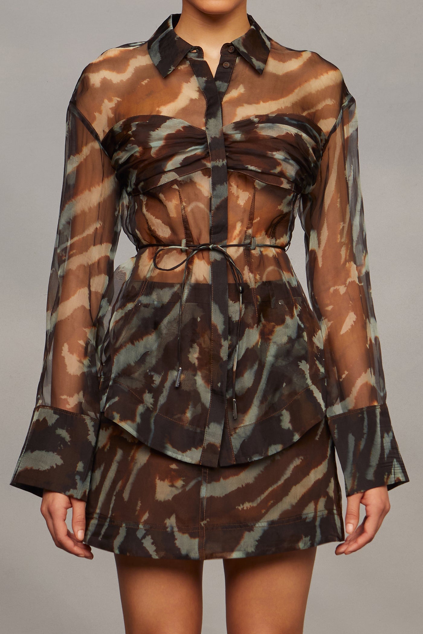 Clea Sheer Printed Silk Blouse