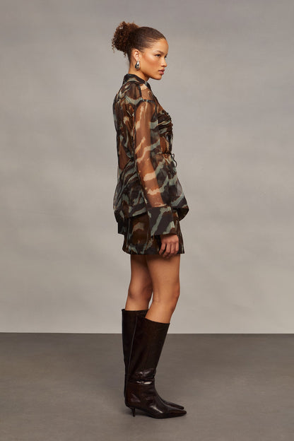 Clea Sheer Printed Silk Blouse