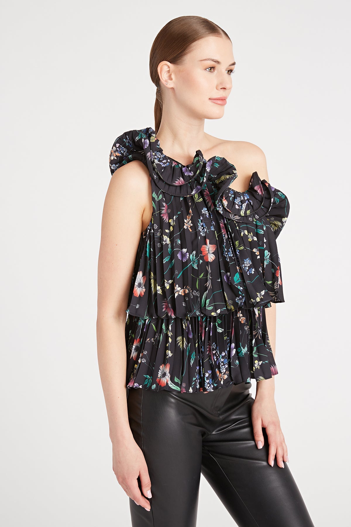 Isador Assymetrical Ruffle Top
