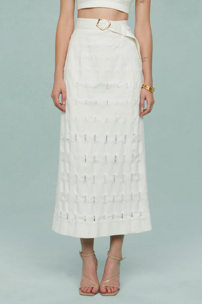 Jay Textured Twill Midi Skirt