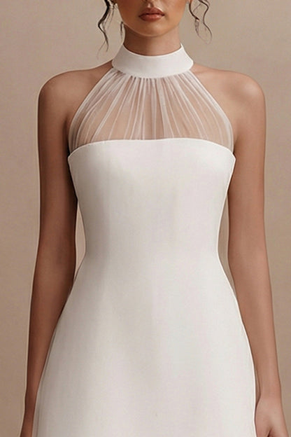 White Short A Line Engagement Dress with Cape