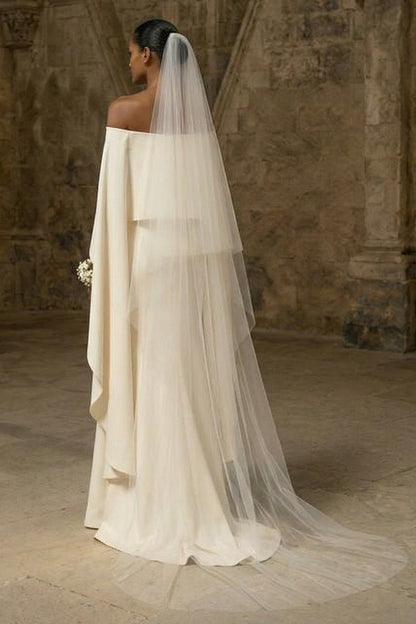 White Sheath Maxi Boho Wedding Dress with Slit