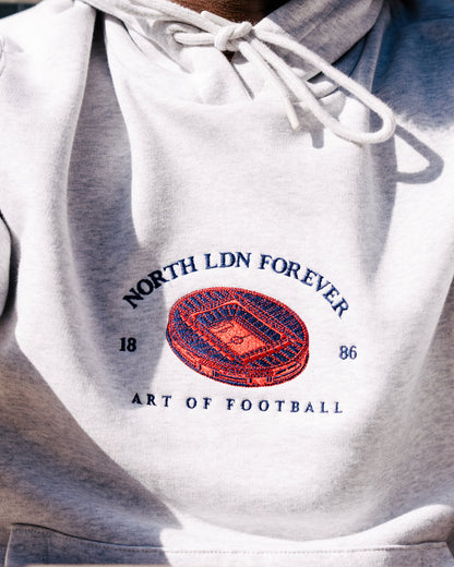 ART OF AFC Stadium Hoodie | Grey Embroidered Football Sweat
