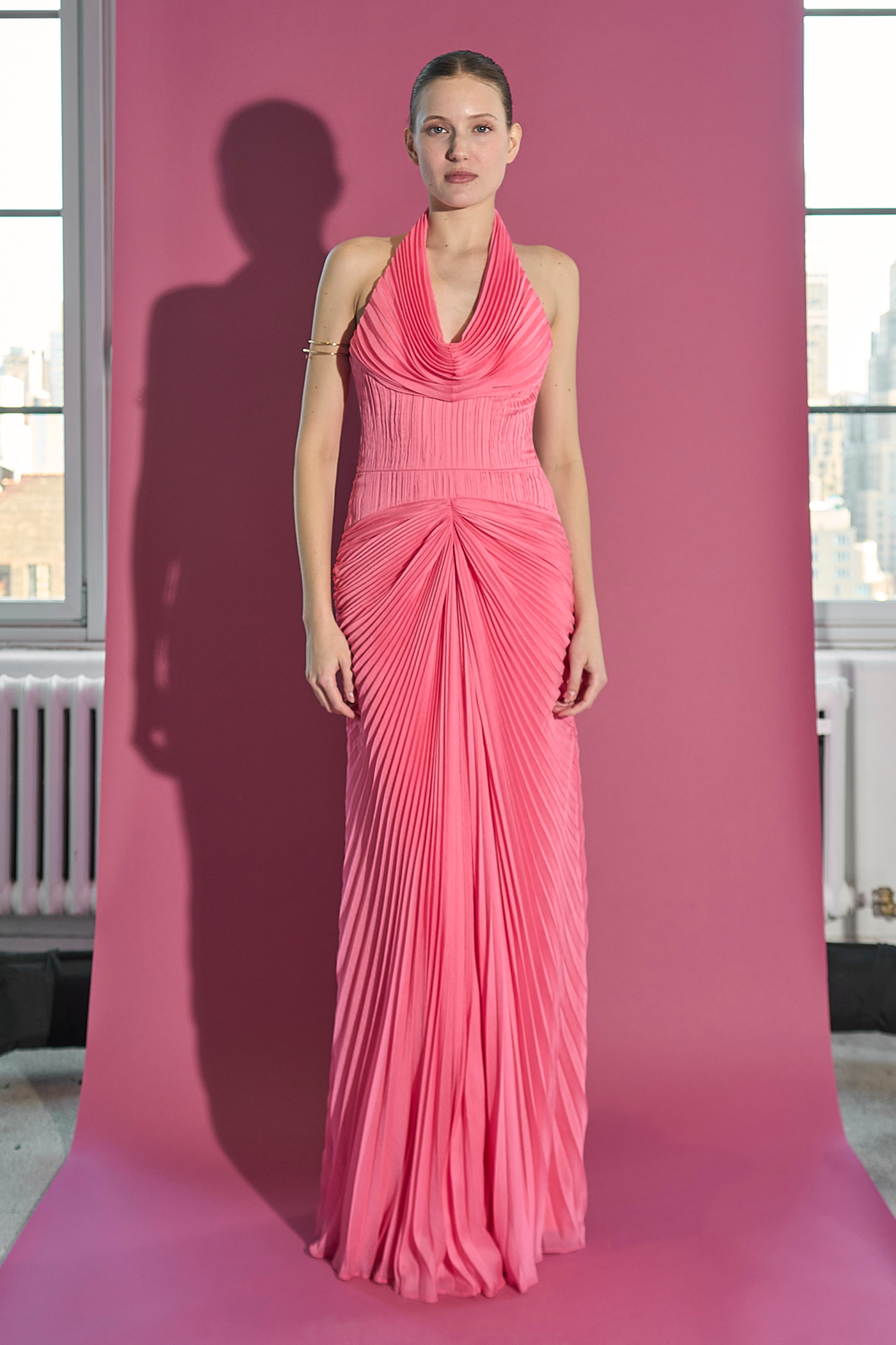 Enly Pleated Ruched Gown
