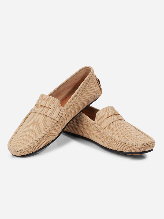 Men's Beige Moc Toe Sued Finish Casual Loafer (IX4109)-Loafers - iD Shoes