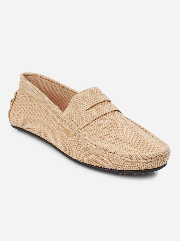 Men's Beige Moc Toe Sued Finish Casual Loafer (IX4109)-Loafers - iD Shoes