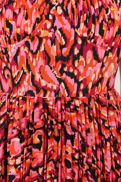 Achanti Pleated Maxi Dress - Pink Multi