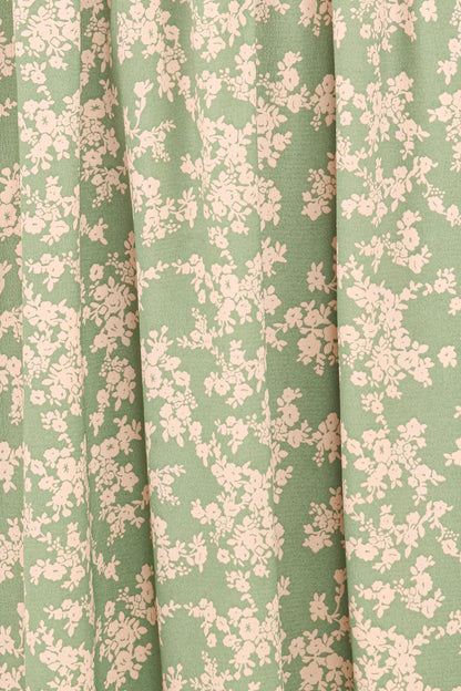 Ashara Long Sleeve Midi Dress - Green Floral