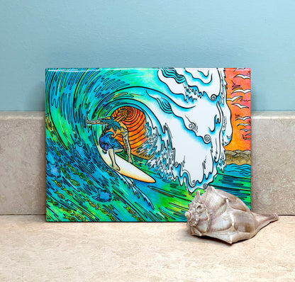 Sunset Surfer Ceramic Tile
