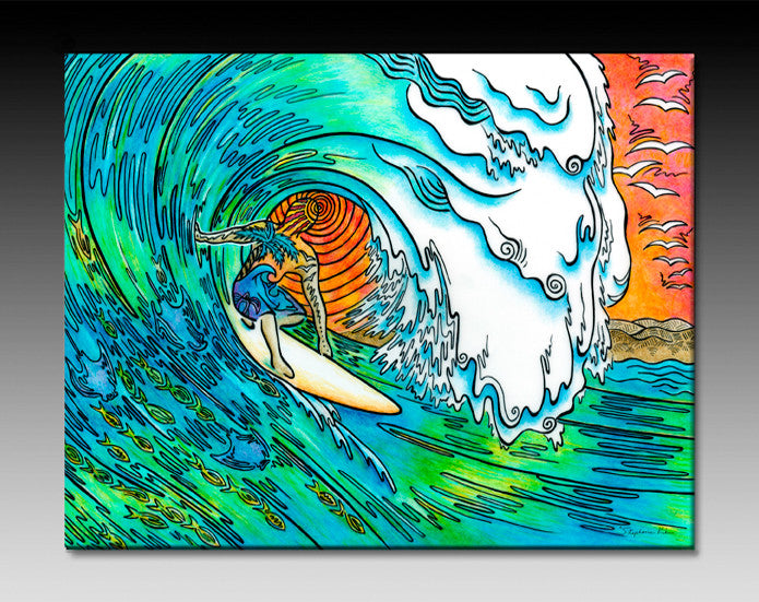 Sunset Surfer Ceramic Tile