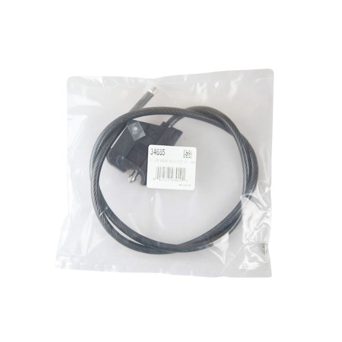 Saris SuperClamp Lock Cable — barrel lock engaged on SuperClamp rack arm