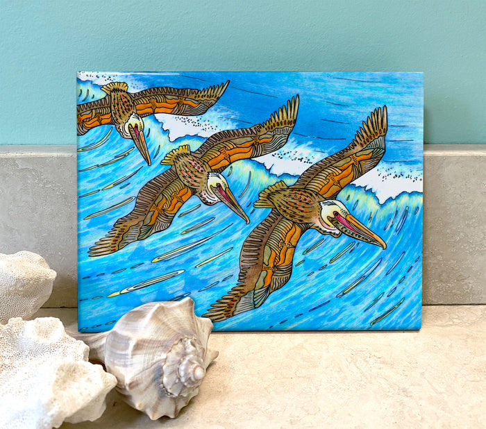 Wings over Waves Ceramic Tile