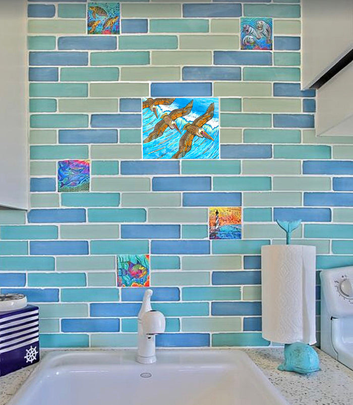 Wings over Waves Ceramic Tile