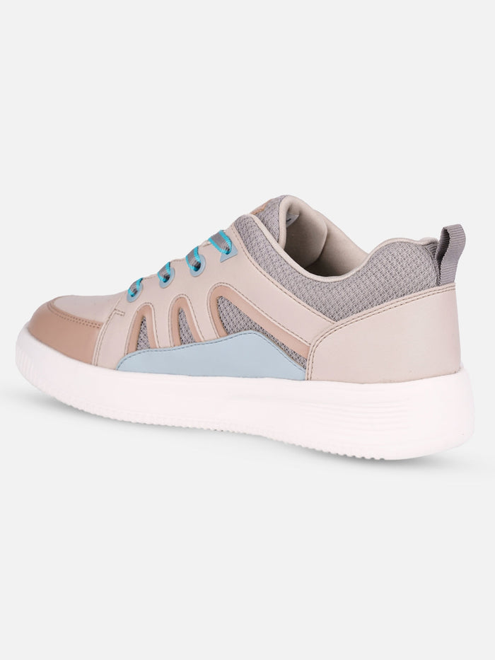 Women's Cream/Blue Platform Sneaker (IU1007)