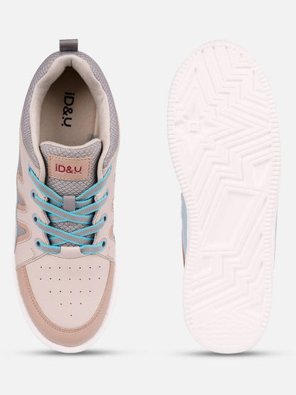 Women's Cream/Blue Platform Sneaker (IU1007)