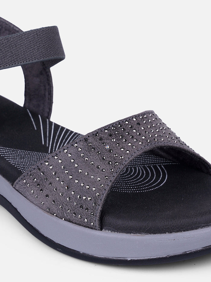 Women's Grey Slingback Strap Sandals (IU6001)