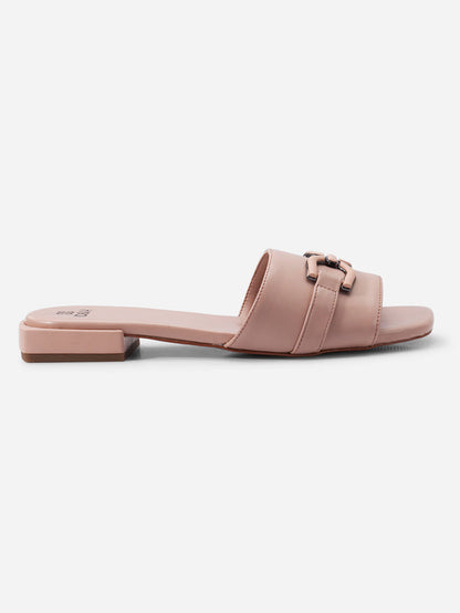 Women's Light Pink Slide In Sandal (IU4009)