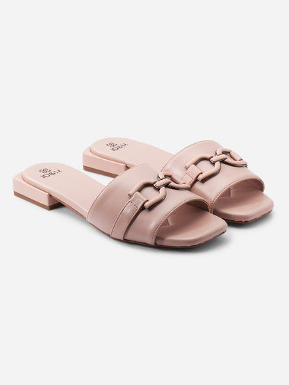 Women's Light Pink Slide In Sandal (IU4009)