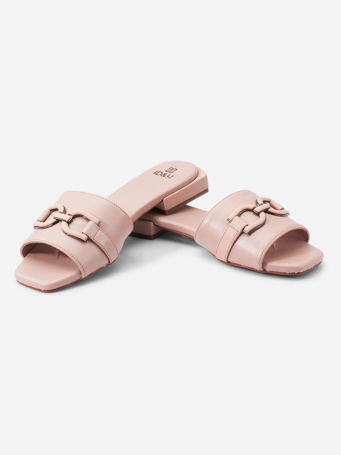 Women's Light Pink Slide In Sandal (IU4009)