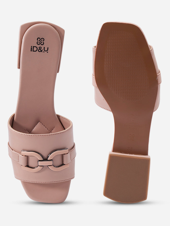 Women's Light Pink Slide In Sandal (IU4009)