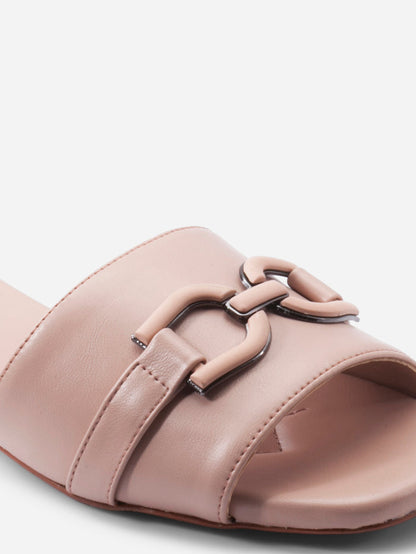 Women's Light Pink Slide In Sandal (IU4009)