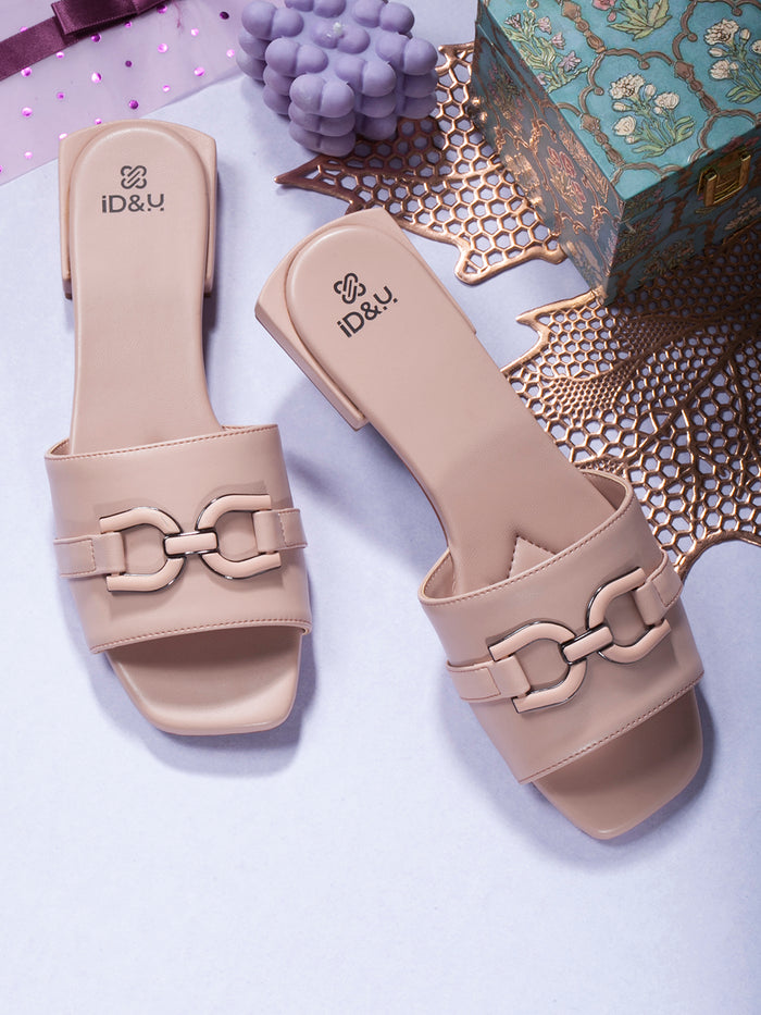 Women's Light Pink Slide In Sandal (IU4009)