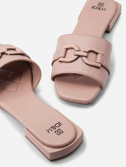 Women's Light Pink Slide In Sandal (IU4009)