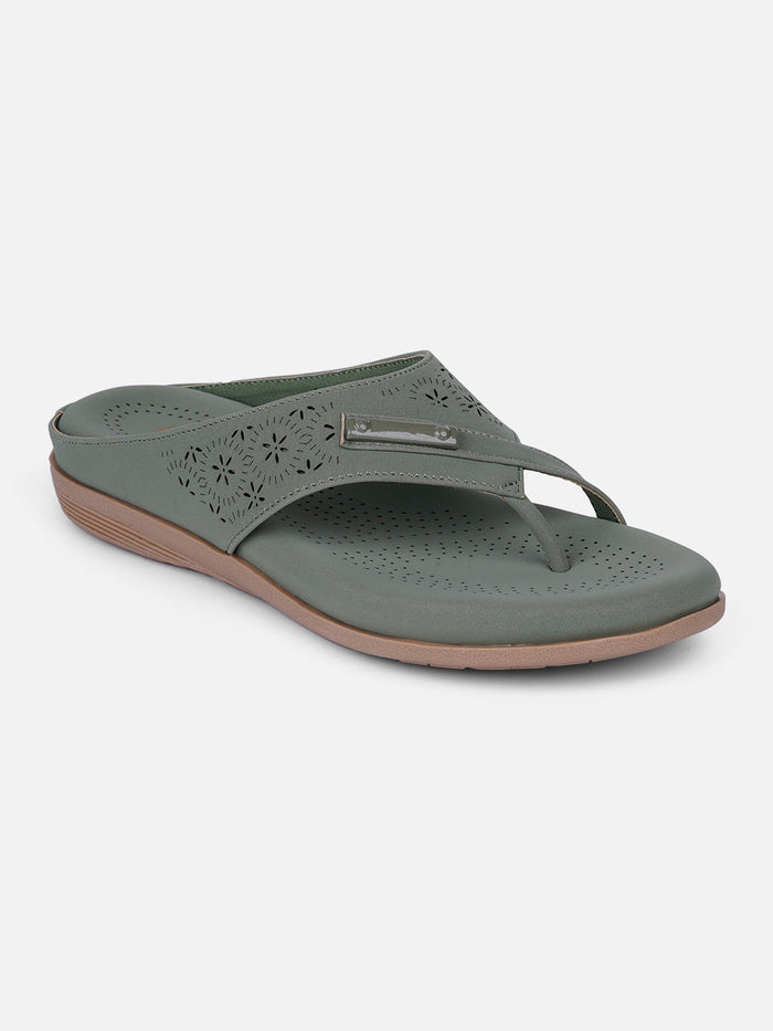 Women's Olive Thong Sandals (IU6009)