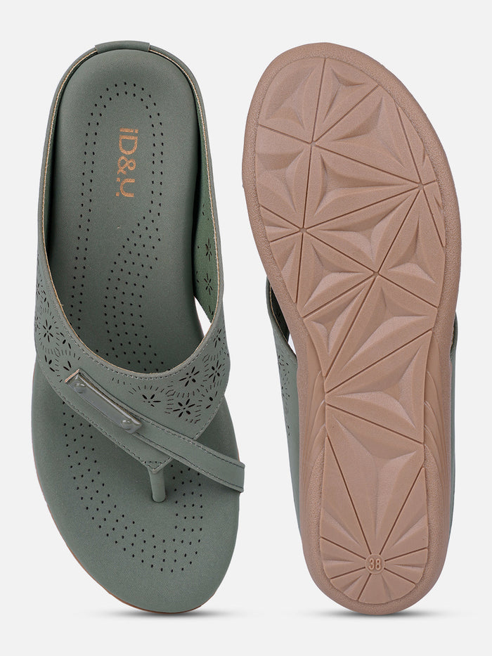 Women's Olive Thong Sandals (IU6009)
