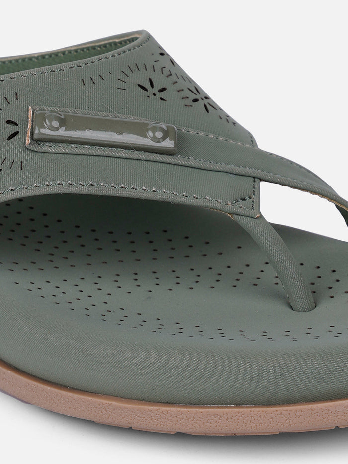 Women's Olive Thong Sandals (IU6009)