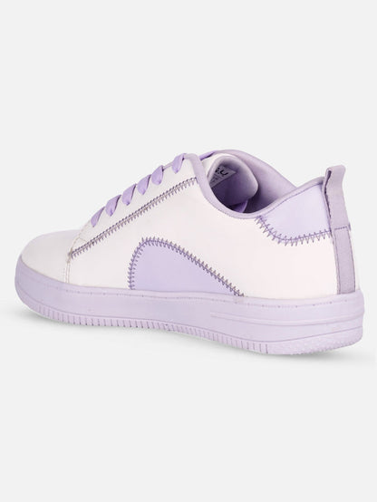 Women's White/Lilac Platform Sneakers (IU1015)