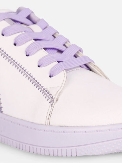 Women's White/Lilac Platform Sneakers (IU1015)